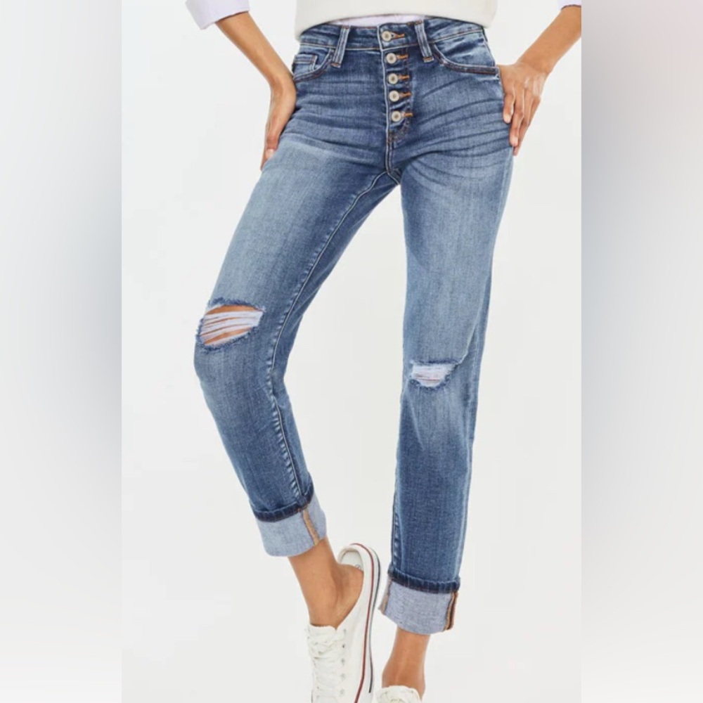 KanCan Blue Boyfriend Jeans Distressed Casual